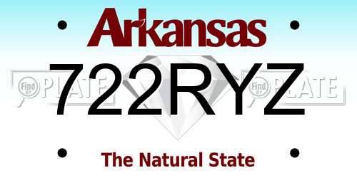 722RYZ Arkansas License Plate