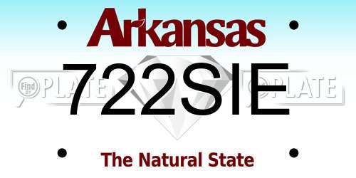 722SIE Arkansas License Plate