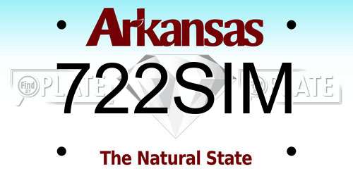 722SIM Arkansas License Plate