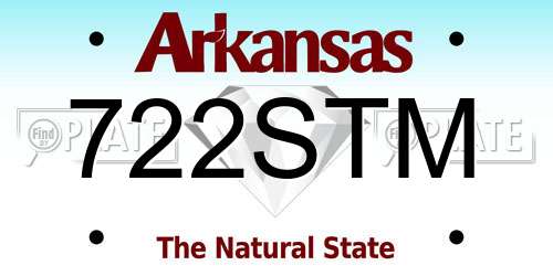 722STM Arkansas License Plate