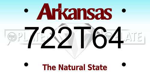 722T64 Arkansas License Plate