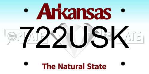 722USK Arkansas License Plate