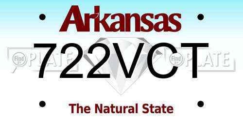 722VCT Arkansas License Plate