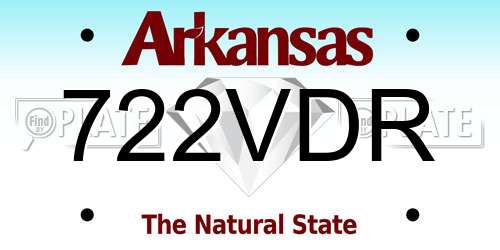 722VDR Arkansas License Plate