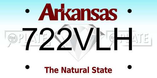 722VLH Arkansas License Plate