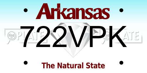 722VPK Arkansas License Plate