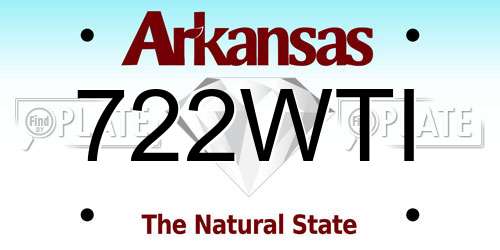 722WTI Arkansas License Plate