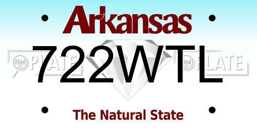 722WTL Arkansas License Plate