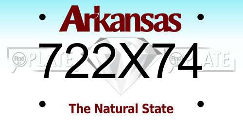 722X74 Arkansas License Plate