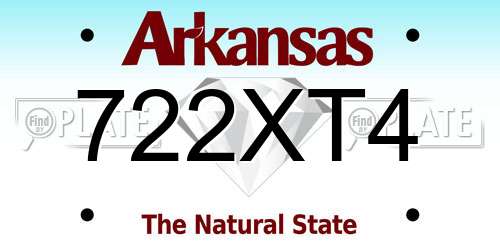 722XT4 Arkansas License Plate