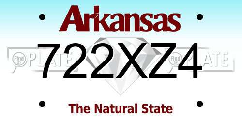 722XZ4 Arkansas License Plate