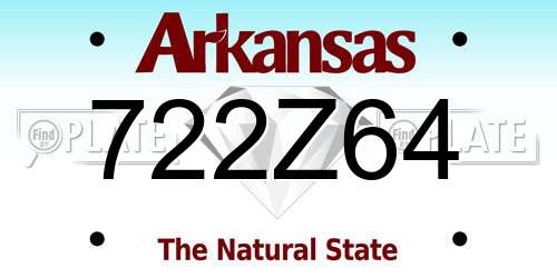 722Z64 Arkansas License Plate