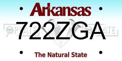 722ZGA Arkansas License Plate