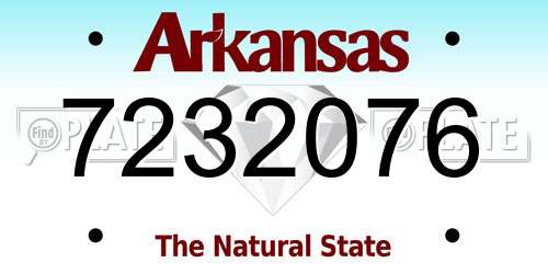 7232076 Arkansas License Plate