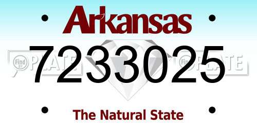 7233025 Arkansas License Plate