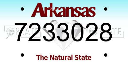 7233028 Arkansas License Plate