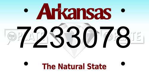 7233078 Arkansas License Plate