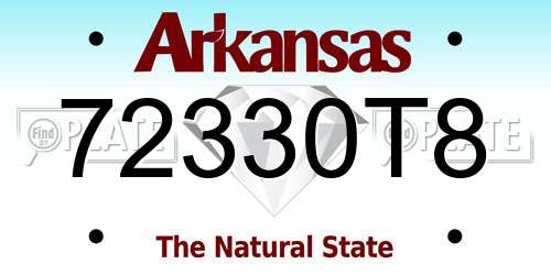 72330T8 Arkansas License Plate