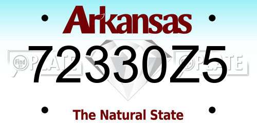 72330Z5 Arkansas License Plate