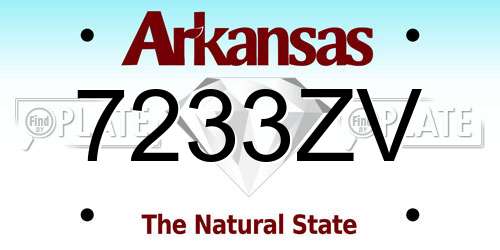 7233ZV Arkansas License Plate