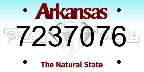 7237076 Arkansas License Plate