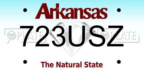 723USZ Arkansas License Plate