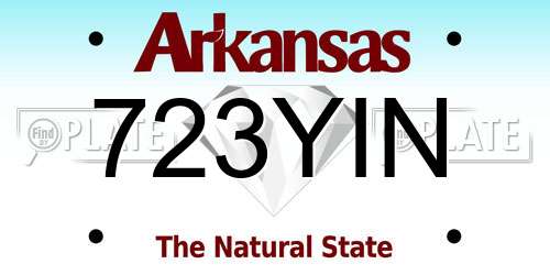 723YIN Arkansas License Plate