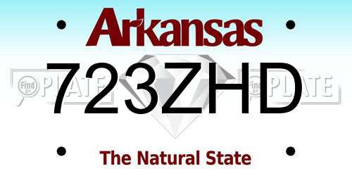 723ZHD Arkansas License Plate
