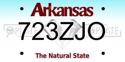 723ZJO Arkansas License Plate