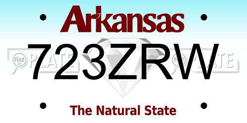 723ZRW Arkansas License Plate