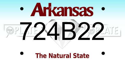 724B22 Arkansas License Plate