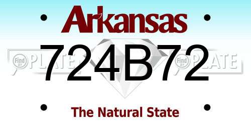 724B72 Arkansas License Plate