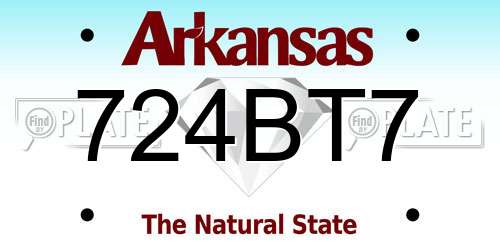 724BT7 Arkansas License Plate