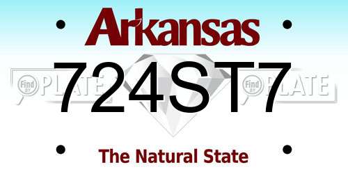 724ST7 Arkansas License Plate