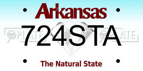 724STA Arkansas License Plate