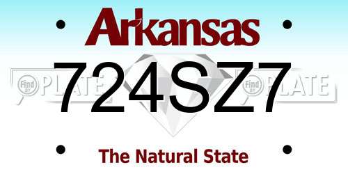724SZ7 Arkansas License Plate