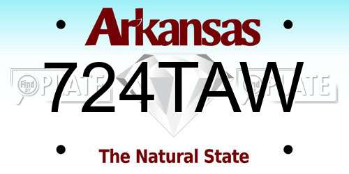 724TAW Arkansas License Plate