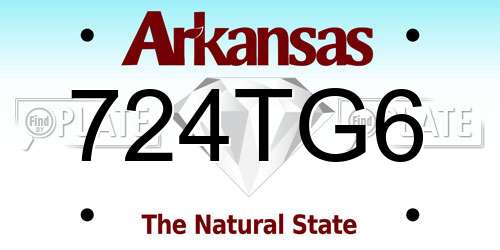 724TG6 Arkansas License Plate