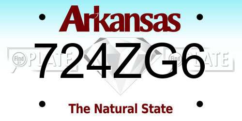 724ZG6 Arkansas License Plate