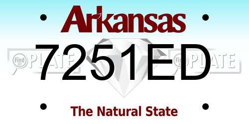 7251ED Arkansas License Plate