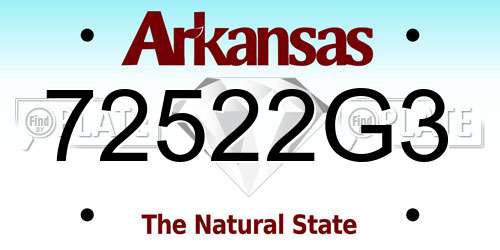 72522G3 Arkansas License Plate