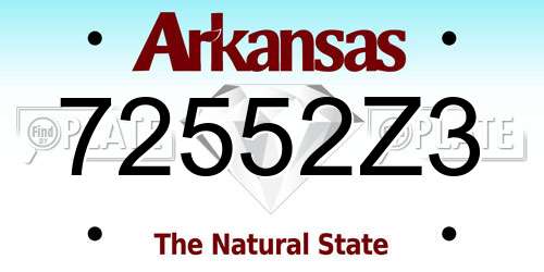72552Z3 Arkansas License Plate