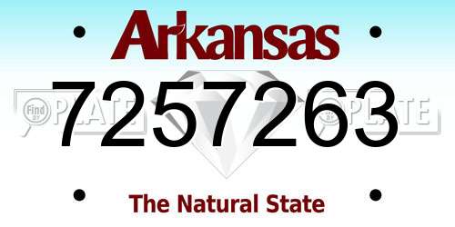 7257263 Arkansas License Plate