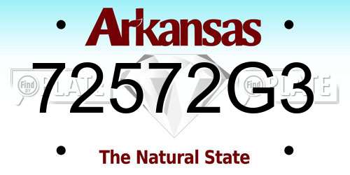 72572G3 Arkansas License Plate