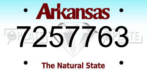 7257763 Arkansas License Plate