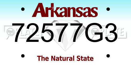 72577G3 Arkansas License Plate