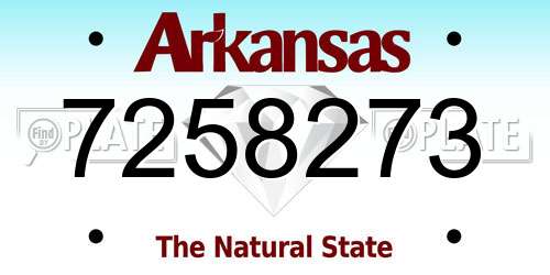 7258273 Arkansas License Plate