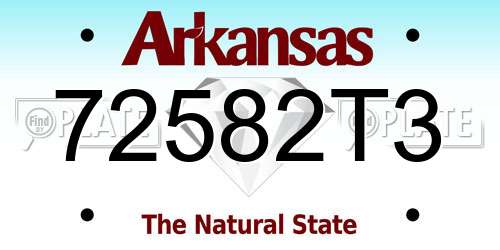 72582T3 Arkansas License Plate