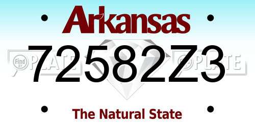 72582Z3 Arkansas License Plate