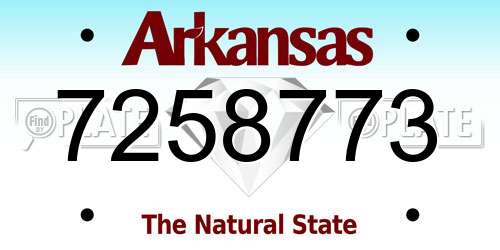 7258773 Arkansas License Plate